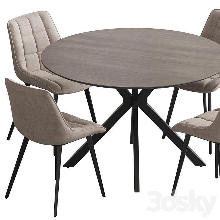 Ralf table Adah chair 3DS Max Model - thumbnail 2