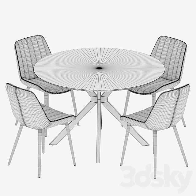 Ralf table Anant chair Dining set 3DS Max Model - thumbnail 3