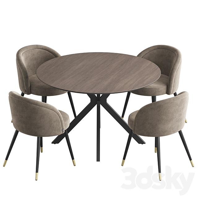 Ralf table Chloe chair dining set 3DS Max Model - thumbnail 2