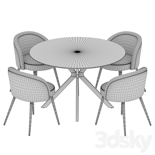 Ralf table Chloe chair dining set 3DS Max Model - thumbnail 3