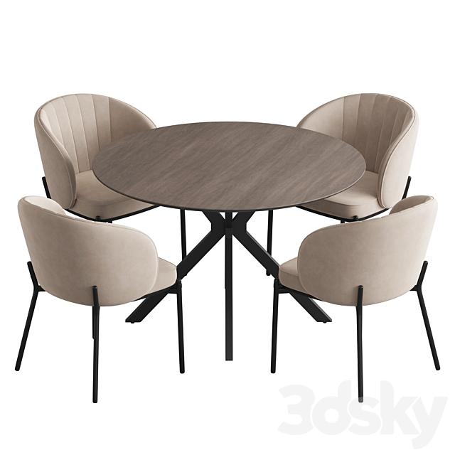 Ralf table Cruz chair 3DS Max Model - thumbnail 3