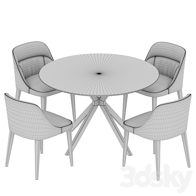 Ralf table Jackie chair dining set 3DS Max Model - thumbnail 3