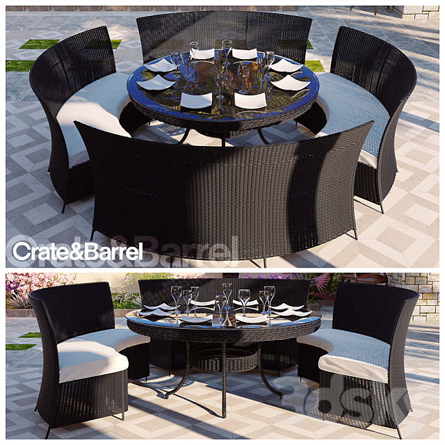 RATTAN DINING TABLE SET 3DSMax File - thumbnail 1