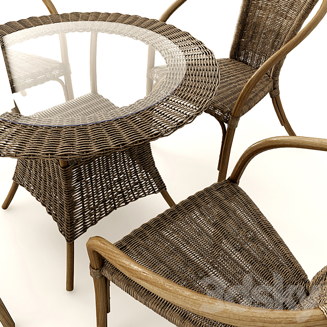 Rattan furniture 3DS Max Model - thumbnail 2