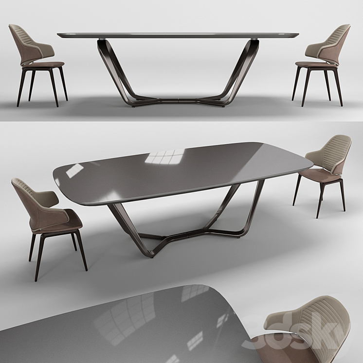 Reflex SEGNO 72 table VELA chair 3DS Max - thumbnail 1