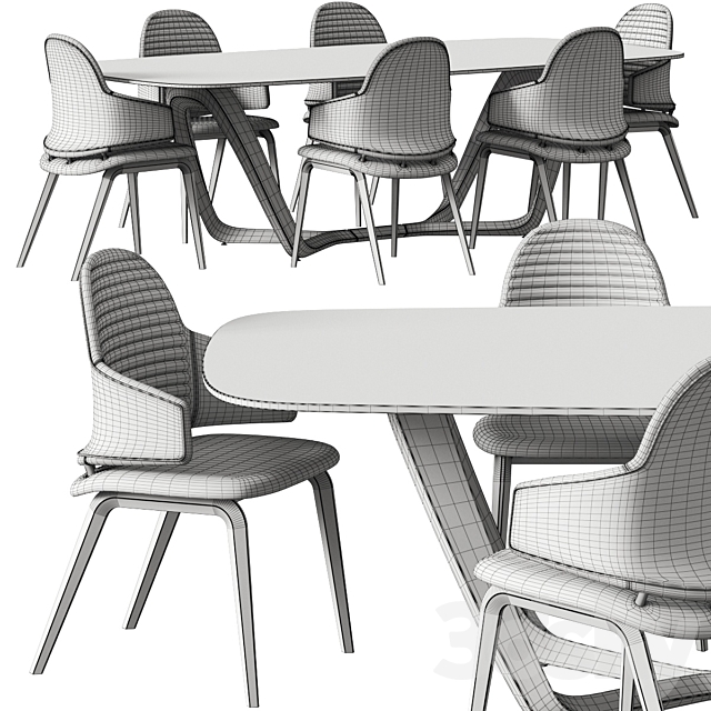 Reflex Vela Armchair and Angelo Segno 72 Dining Set 3DSMax File - thumbnail 5