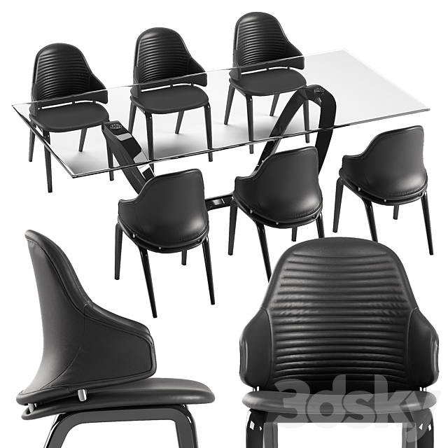 Reflex Vela chair Segno table set 3DS Max Model - thumbnail 2