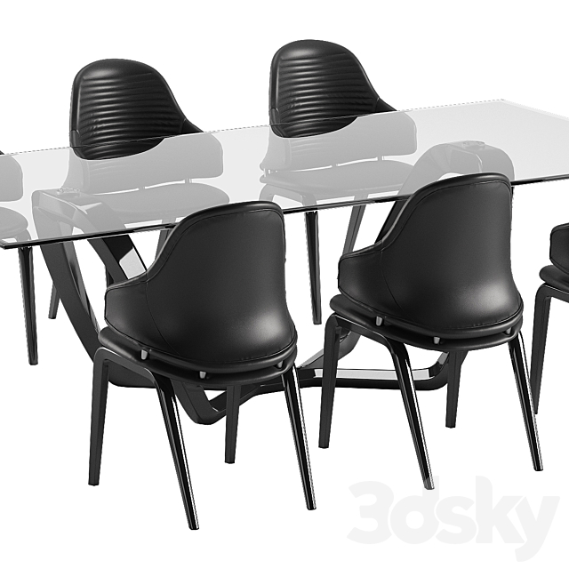 Reflex Vela chair Segno table set 3DS Max Model - thumbnail 3