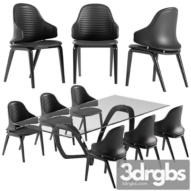 Reflex Vela Chair Segno Table Set 3dsmax Download - thumbnail 1