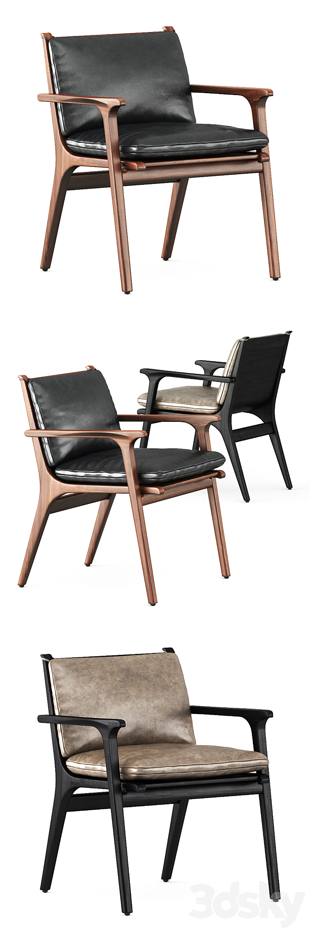 REN DINING ARMCHAIR and TABLE 3ds Max - thumbnail 2