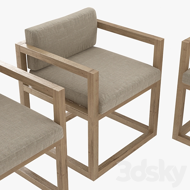 restoration hardware aviara armchair and dining table 3ds Max - thumbnail 2