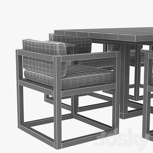 restoration hardware aviara armchair and dining table 3ds Max - thumbnail 3