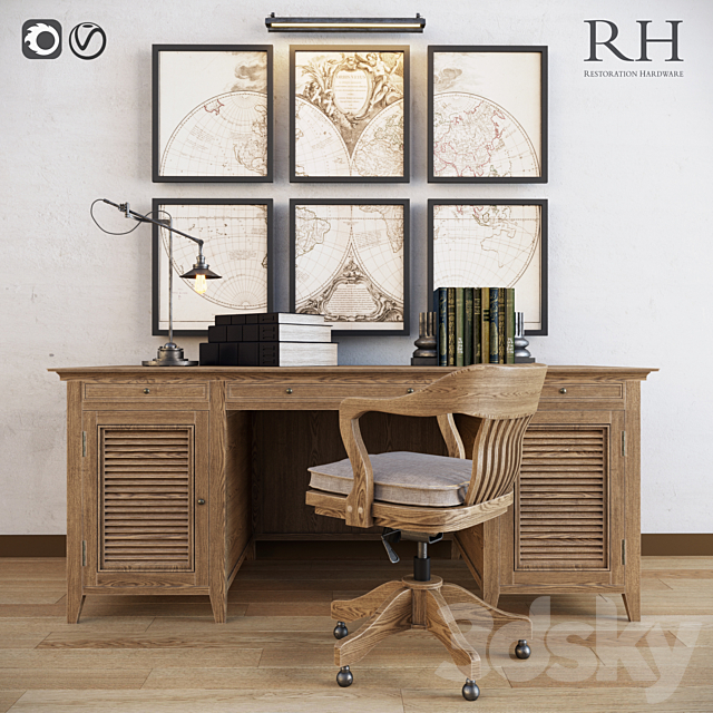 Restoration hardware cabinet decor set_vol2 3DSMax File - thumbnail 1