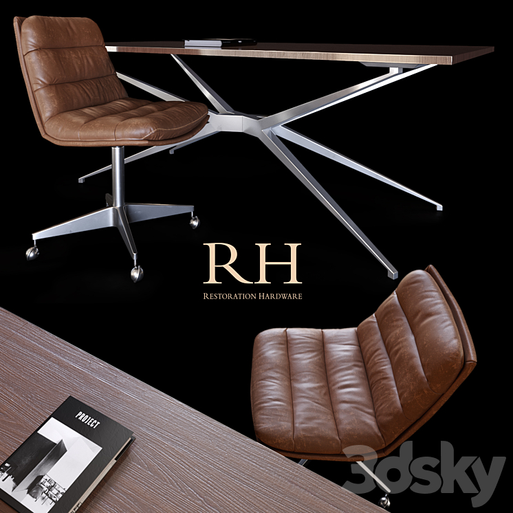 Restoration Hardware | Griffith Chair & Maslow desk 3DS Max - thumbnail 1