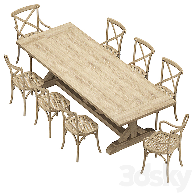 Restoration Hardware – Madeleine Chairs with Salvaged Table 3DSMax File - thumbnail 2