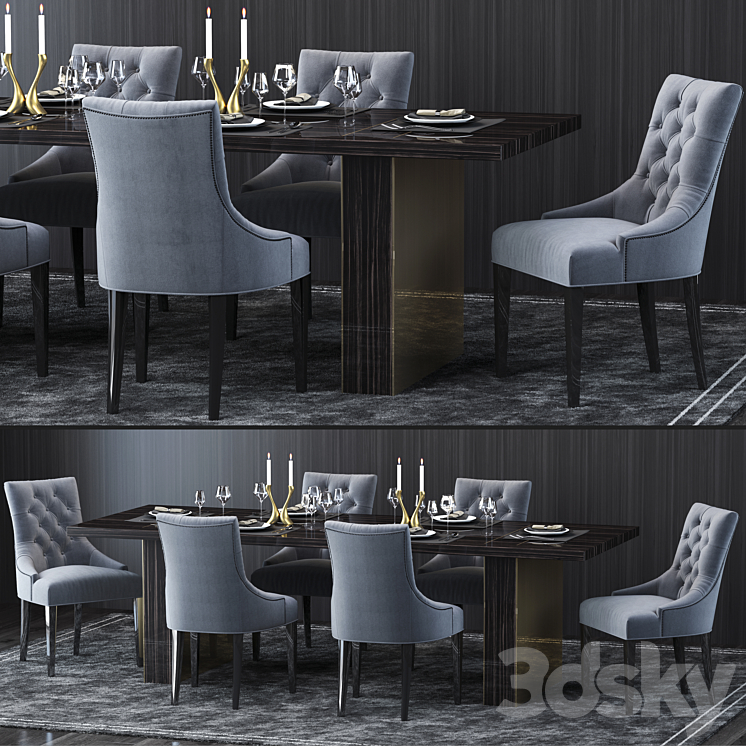 Restoration Hardware Table and Chair 3DS Max - thumbnail 1