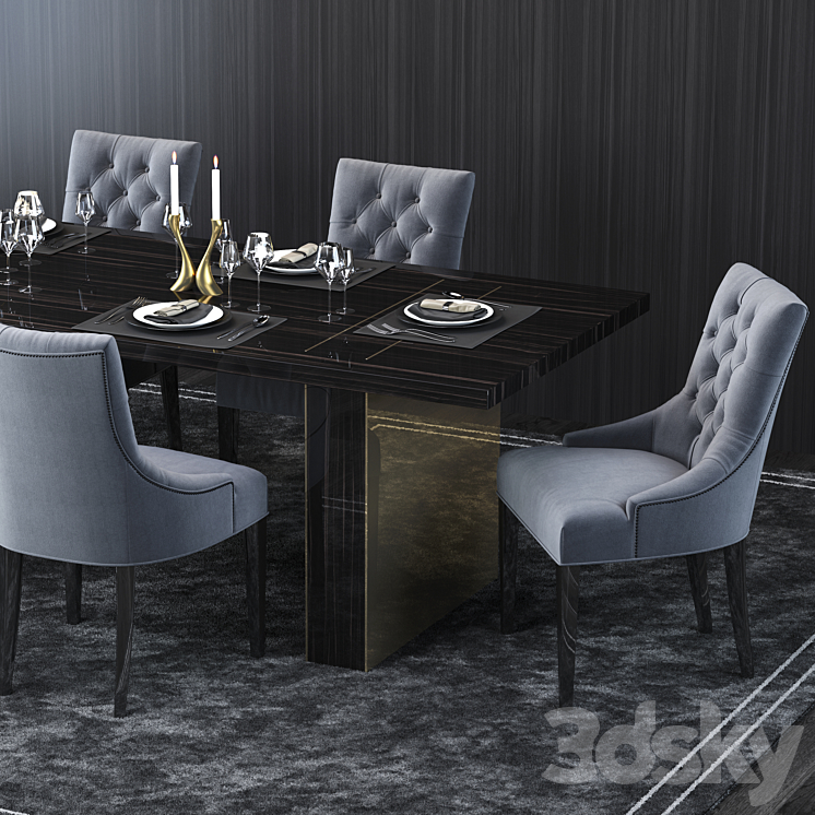 Restoration Hardware Table and Chair 3DS Max - thumbnail 2