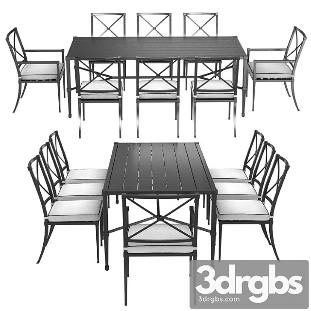 Restoration hardware trousdale table and chairs 2 3dsmax Download - thumbnail 1