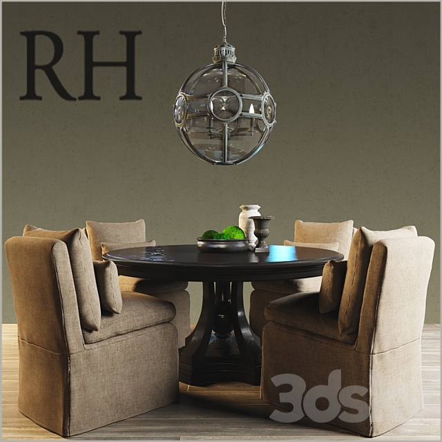 RH _ St. James Round Dining Table 3ds Max - thumbnail 1