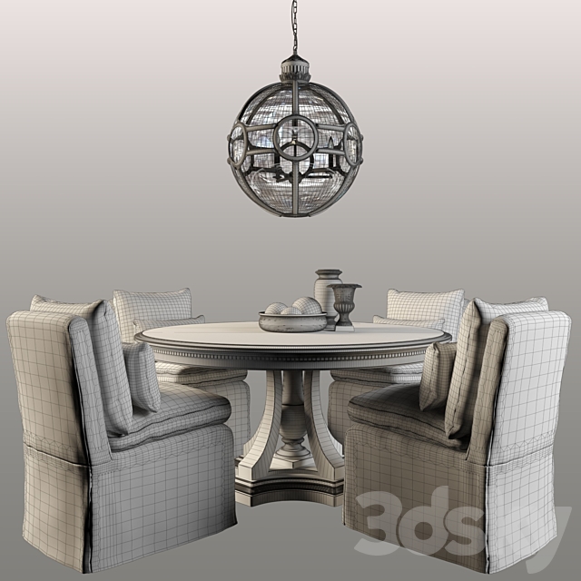 RH _ St. James Round Dining Table 3ds Max - thumbnail 3