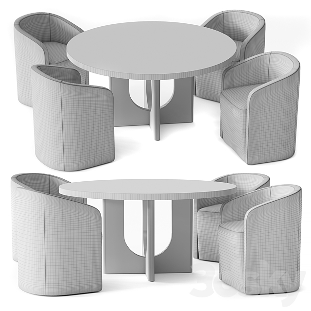 Rh Breton Round Dining Table 3DS Max Model - thumbnail 4