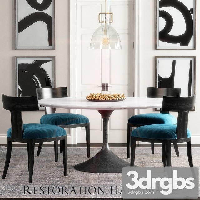 RH Dining Set 2 3dsmax Download - thumbnail 1