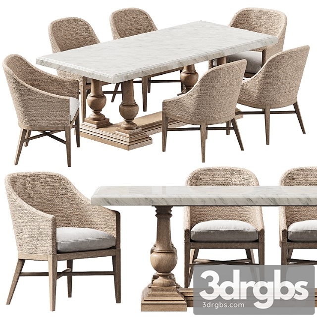 Rh dining set 8 2 3dsmax Download - thumbnail 1