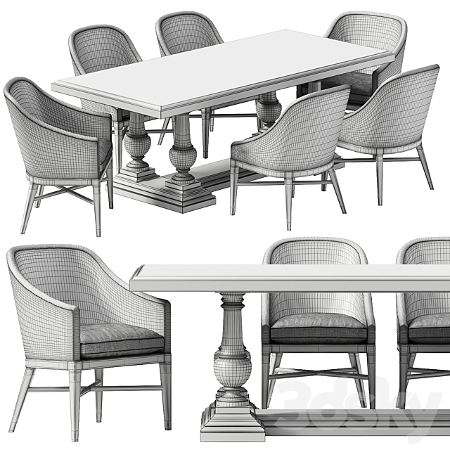 RH DINING SET 8 3DSMax File - thumbnail 6