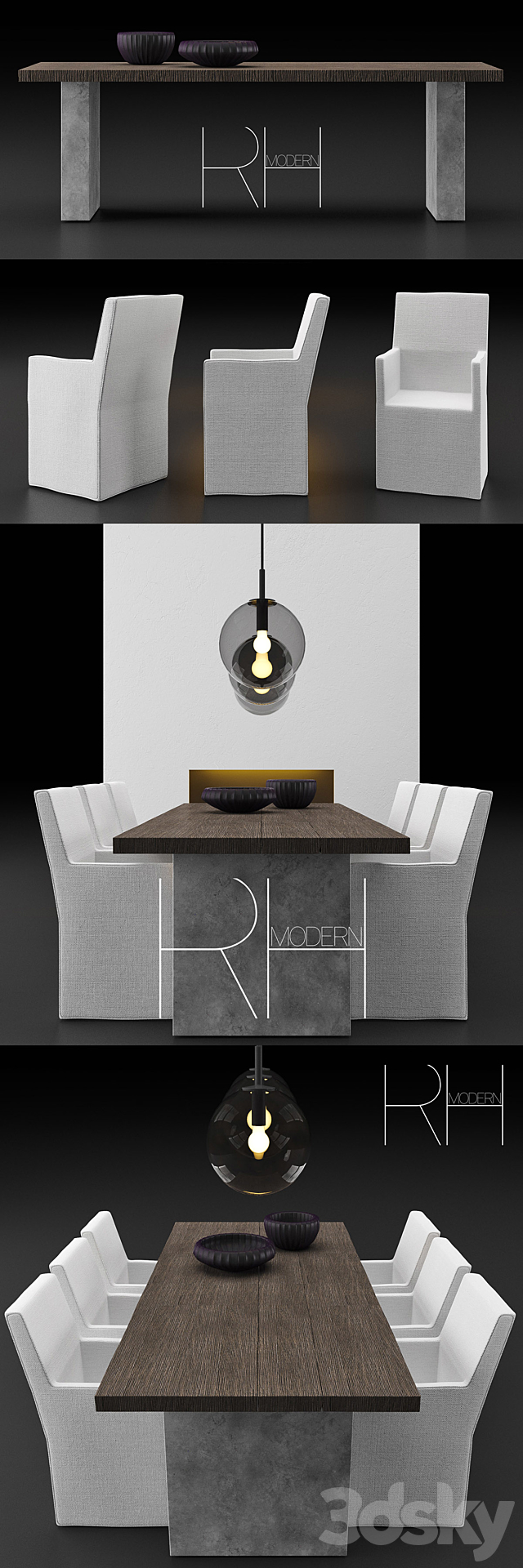 RH DINING TABLE 3DS Max Model - thumbnail 1