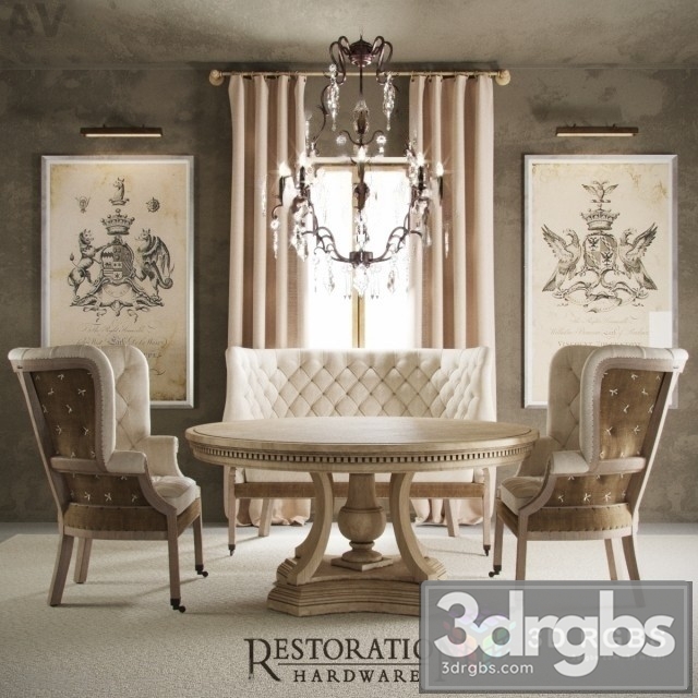 RH English 19th  Table and Chair 3dsmax Download - thumbnail 1