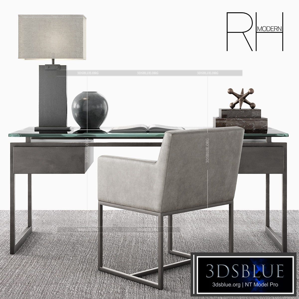 RH Latour Desk Set 3DS Max - thumbnail 3