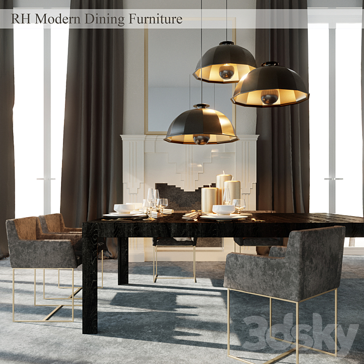 RH Modern Dining Furniture 3DS Max - thumbnail 1