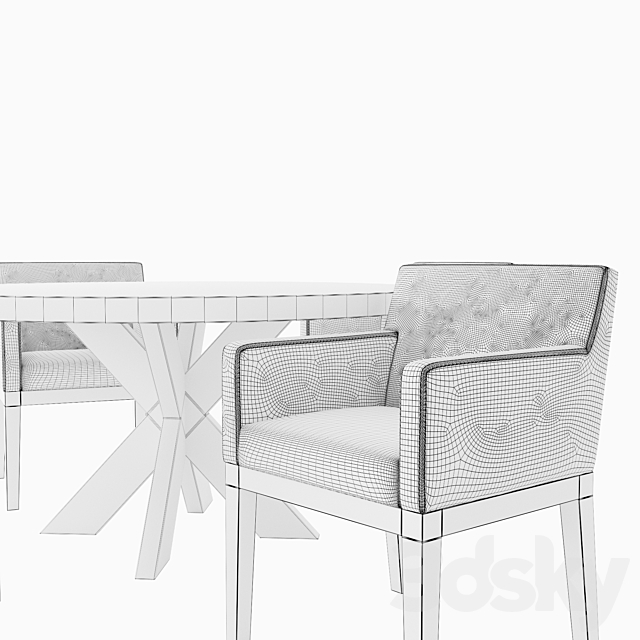 RH Morgan Track 1960s French Dining Set 3DS Max Model - thumbnail 3