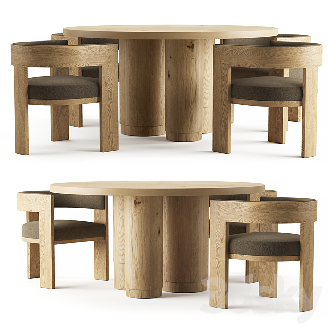 RH OAK TROPEZ ROUND DINING TABLE 3ds Max - thumbnail 1