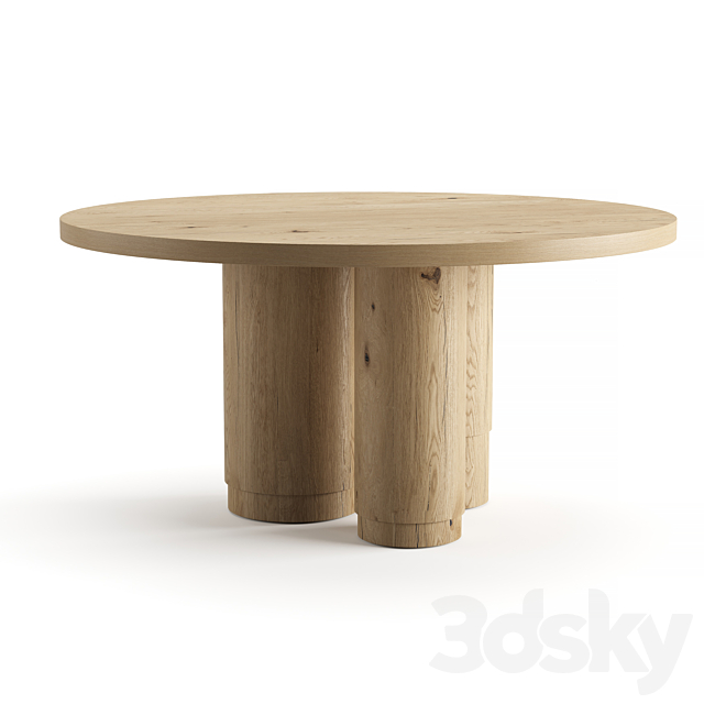 RH OAK TROPEZ ROUND DINING TABLE 3ds Max - thumbnail 2