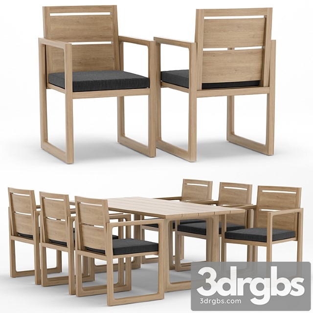 Rh outdoor navaro restangular table-chair 2 3dsmax Download - thumbnail 1