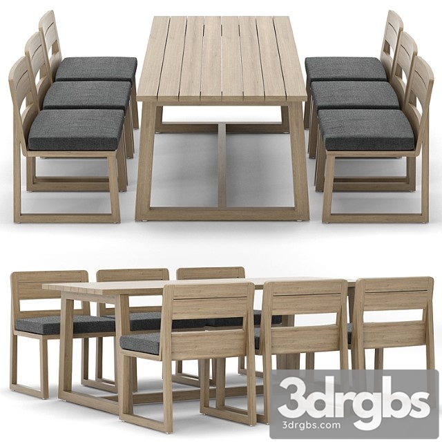 Rh outdoor sebastian rectangular table chair 2 3dsmax Download - thumbnail 1