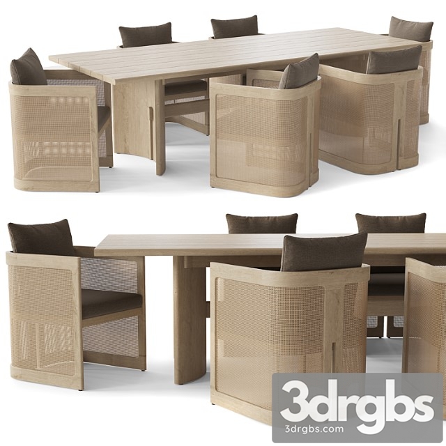 Rh Trieste Teak Rectangular Dining Table 3dsmax Download - thumbnail 1