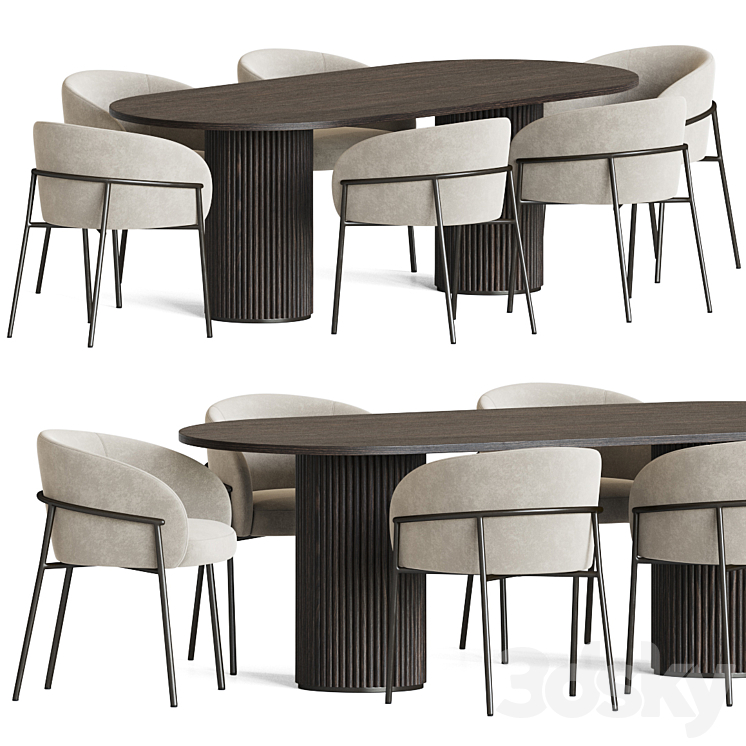 Rimo Chair Campbell Table Dining Set 3DS Max Model - thumbnail 1