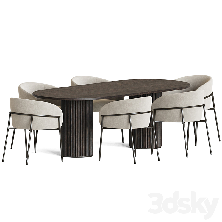 Rimo Chair Campbell Table Dining Set 3DS Max Model - thumbnail 2