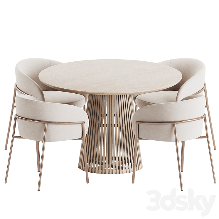 Rimo Chair Jeanette Table Dining Set 3DS Max Model - thumbnail 3