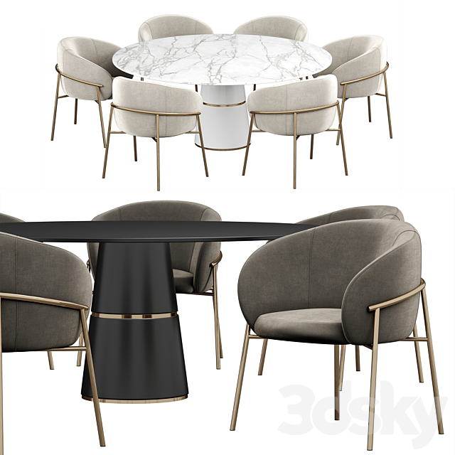 Rimo dinning set 3DS Max Model - thumbnail 2