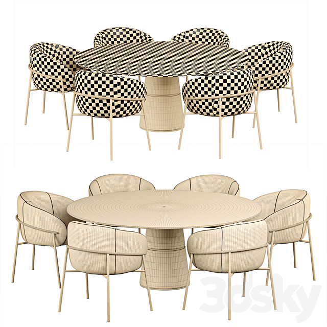 Rimo dinning set 3DS Max Model - thumbnail 4