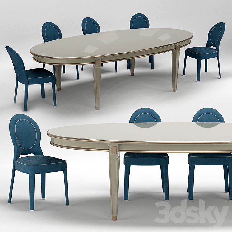 Ritz Medaillon Chair and Vendome Table 3DS Max - thumbnail 1