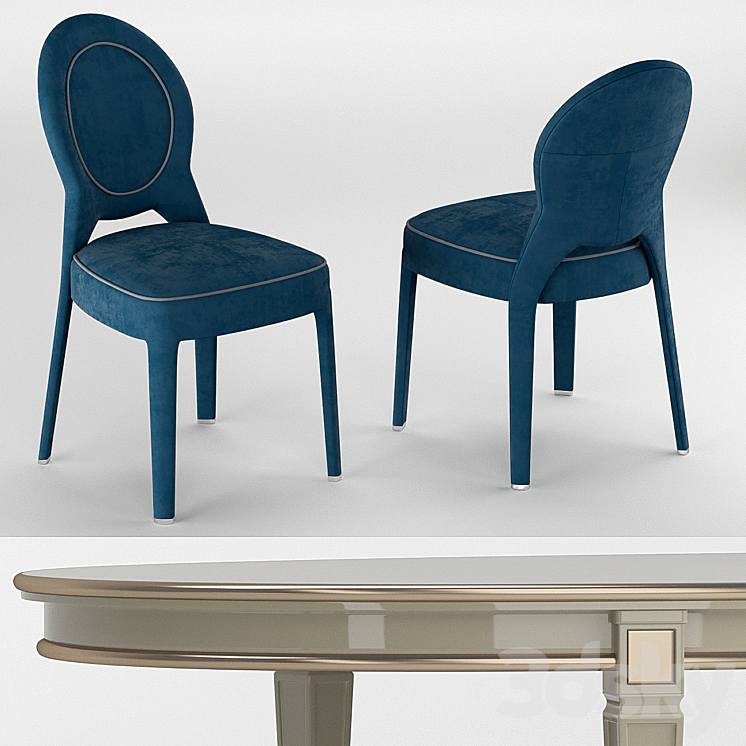 Ritz Medaillon Chair and Vendome Table 3DS Max - thumbnail 2