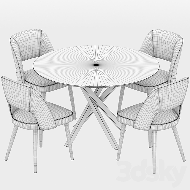 Ritz table Hudson stool dining set 3DSMax File - thumbnail 3