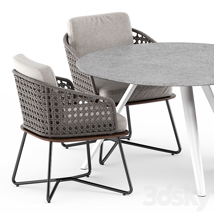 Rivera Little Armchair and Evans Outdoor table by Minotti 3DS Max Model - thumbnail 2