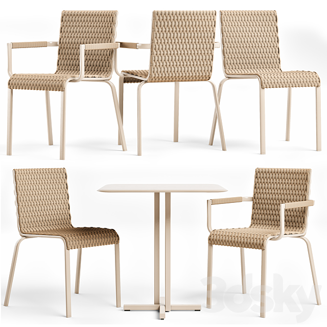 Roberti Rattan Key West Chairs & Table 3DSMax File - thumbnail 1