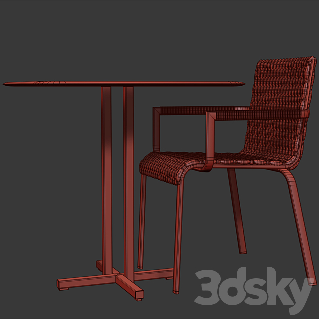 Roberti Rattan Key West Chairs & Table 3DSMax File - thumbnail 2