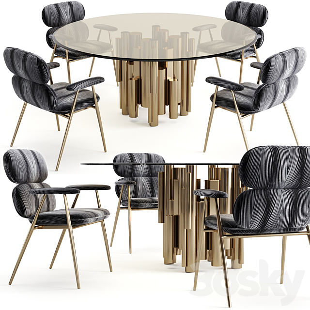 Roberto Cavalli Dining Set 1 3DSMax File - thumbnail 1